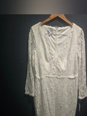 Long Sleeve White Lace V-Neck Dress